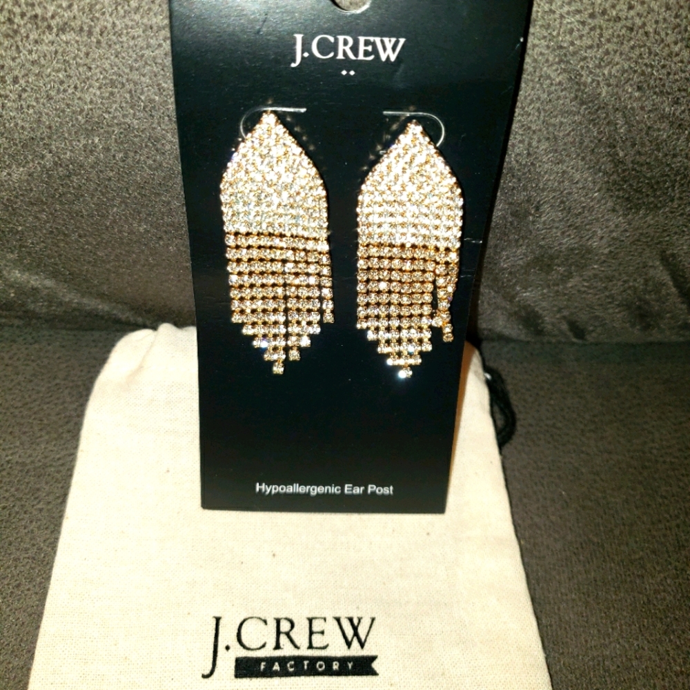 NWT Women's J Crew Crystal Waterfall Earrings